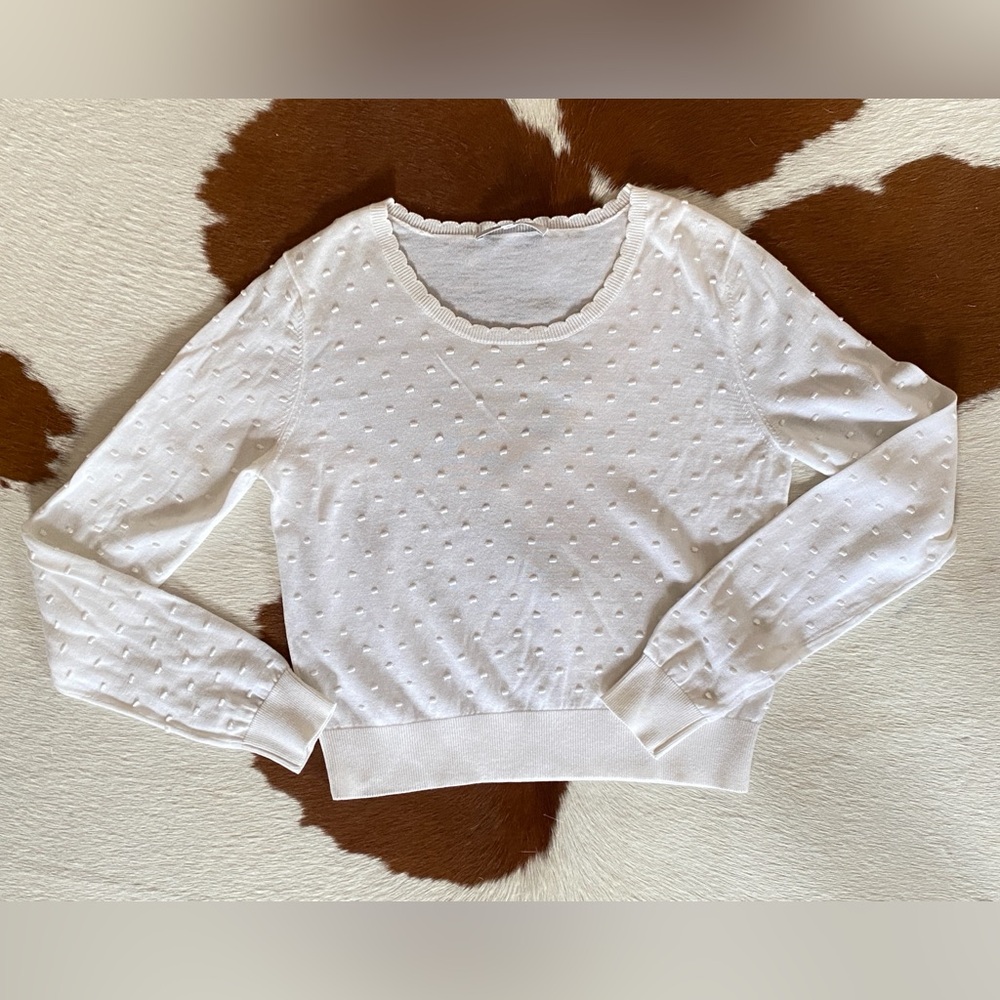 Carven Off-White Textured Long Sleeve knit Top - Size Small